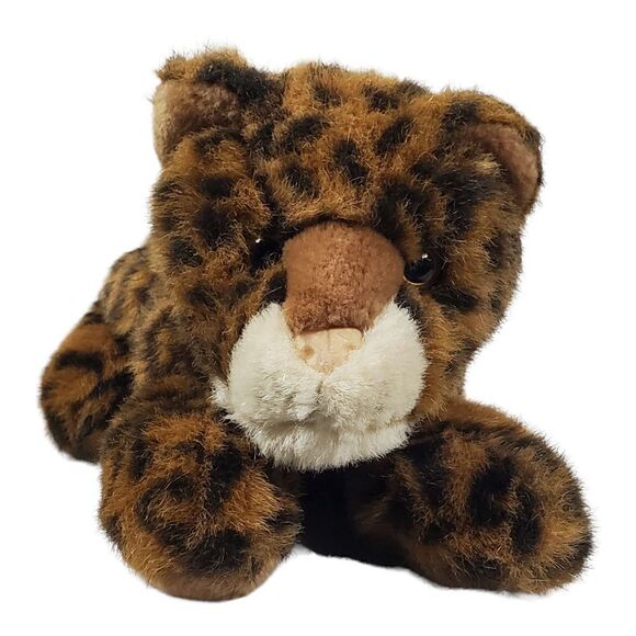 Aurora Leopard Cheetah Plush Floppy Laying Down Brown Black Body Stuffed Animal - Picture 1 of 9